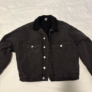 H&M Black Jean Jacket with Sherpa Lining